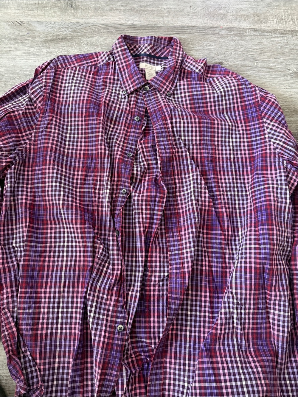 Madison Plaid Button-Down Shirt in Purple and Red